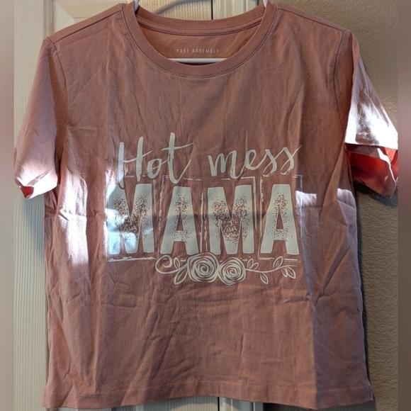 free assembly Tops - HOT MESS MAMA women's crop top shirt size small DIY. New without tags